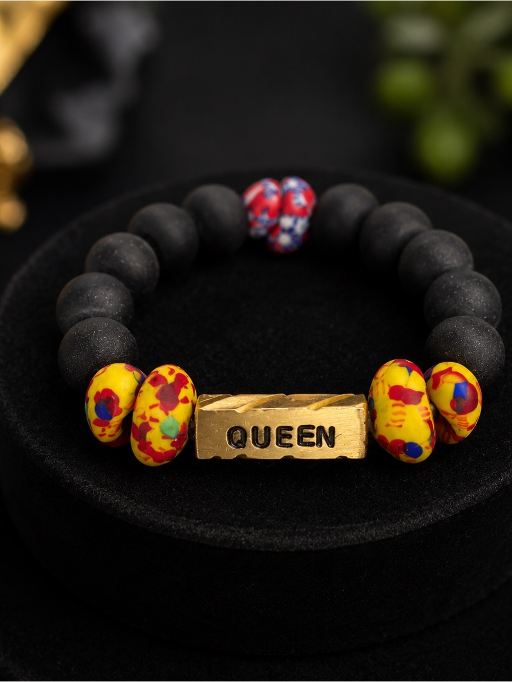 Queen Ghanaian Black Bead Bracelets